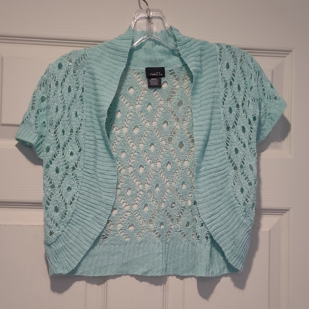 Rue 21 Light Blue Open Knit Shrug